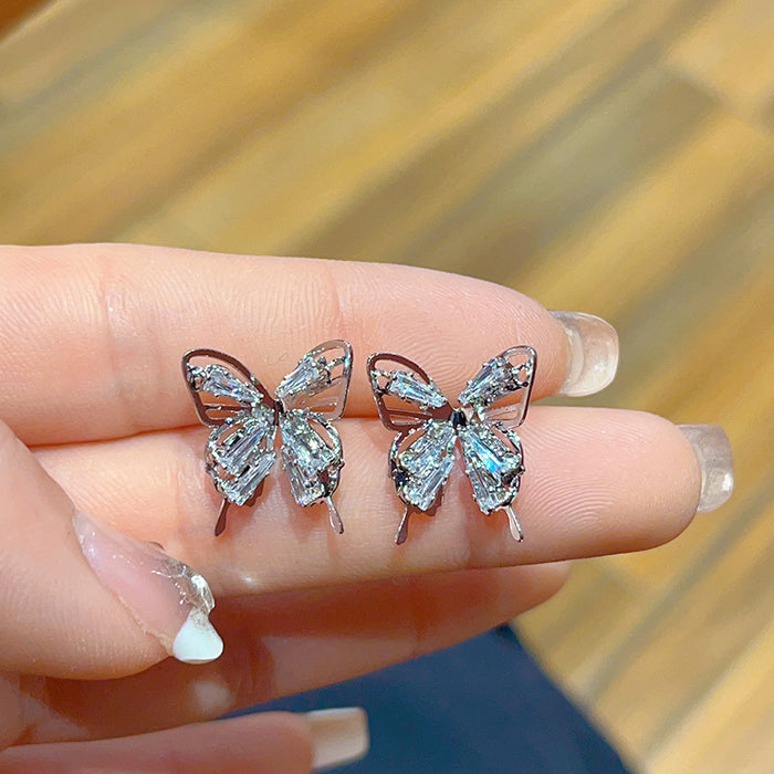 Wholesale Hollow Crystal Butterfly Stud Earrings JDC-ES-JiaoB004