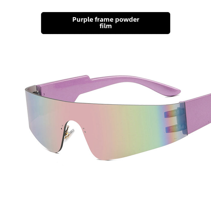 Wholesale Frameless sunglasses, punk sports sunglasses, one-piece fashion sunglasses