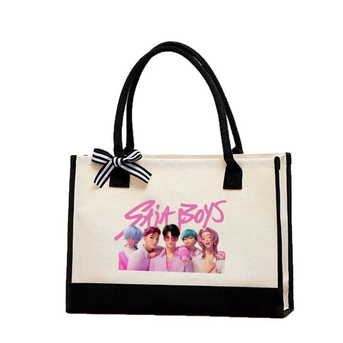 Wholesale Cartoon Print  Canvas Bag  Convenient Handheld Tote Bag