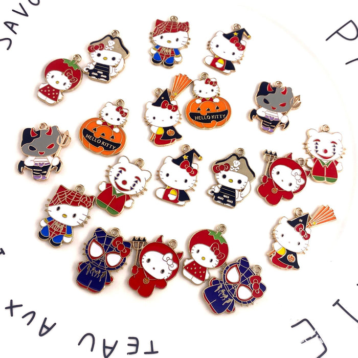 Wholesale 10pcs Cute personality cat cartoon collection alloy oil drop earrings pendant keychain pendant jewelry accessories