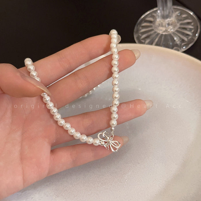 Wholesale Bow Imitation Pearl Necklace Women's Necklace Jewelry