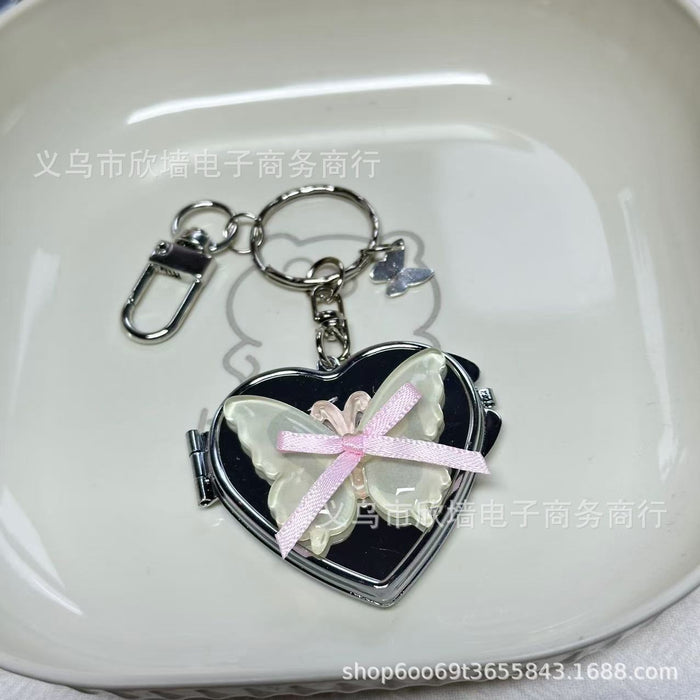 Wholesale Ribbon Heart Bow Mirror Keychain