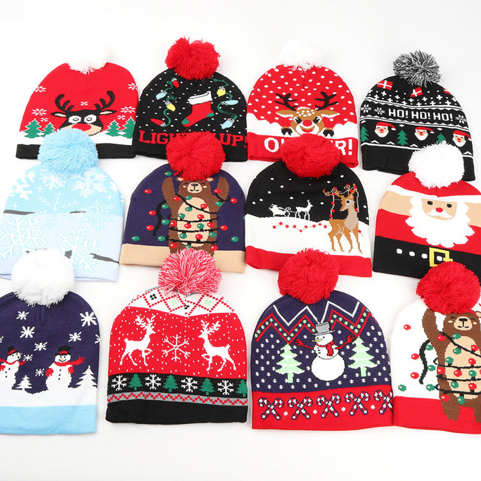 Wholesale Autumn and Winter New Christmas Knitted Jacquard Hat Unisex Warm Pullover Hat with Ball Decorative Cold Hat