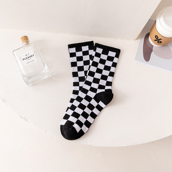 Wholesale Checkerboard Cotton Socks JDC-SK-JiaY017