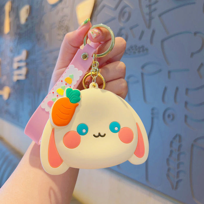 Wholesale Cute Rabbit Coin Purse Silicone Card Bag Mini Children's Wallet Hanging Cartoon Keychain School Bag Bag Pendant