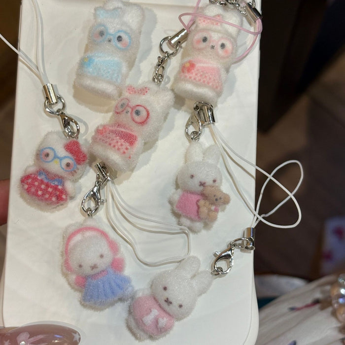 Wholesale Flocked Cat Phone Charm &  Keychain