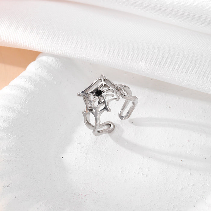 Wholesale Diamond inlaid spider ring, niche design, open mouth personalized ring