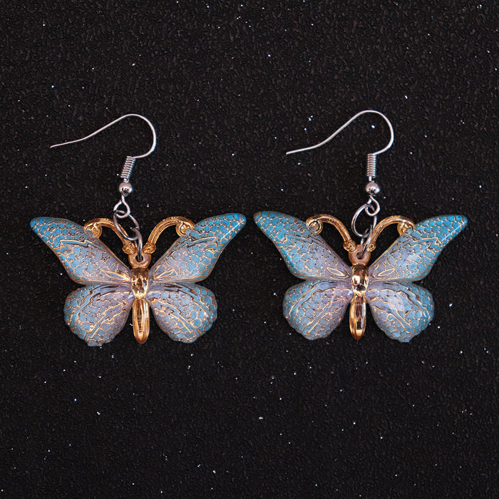 Wholesale Resin Earrings Fun Cute Retro Colorful Butterfly JDC-ES-niqing018