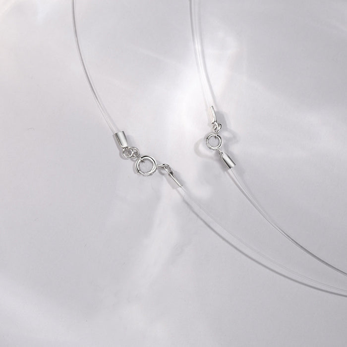 Wholesale Sterling silver necklace zircon pendant women's transparent clavicle chain