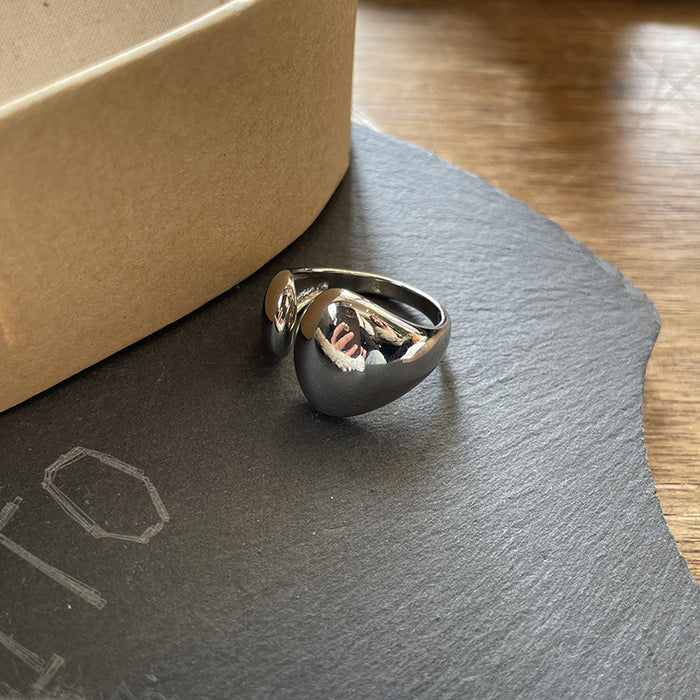 Wholesale Cold style retro open ring with resin layering, niche high-end feeling, simple and versatile index finger ring