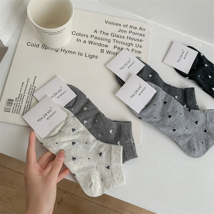 Wholesale Socks, thin, heart-shaped, breathable, sweat absorbing, cotton socks, versatile boat socks