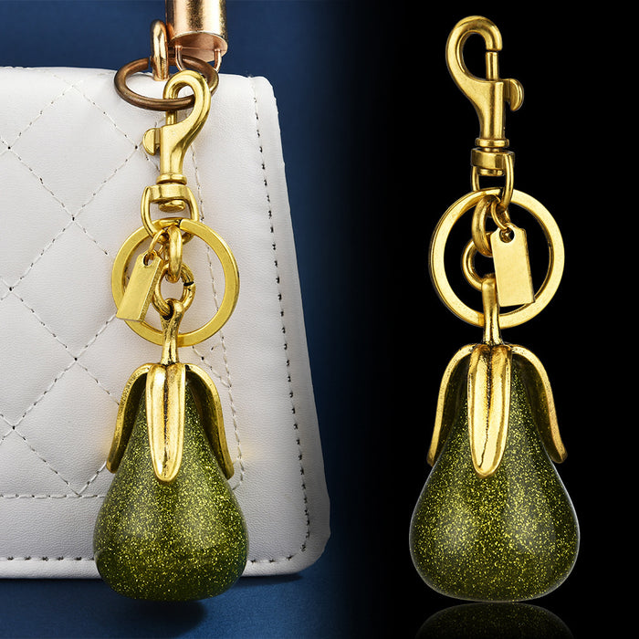 Wholesale Gilded pear-shaped couple keychains symbolizing eternal love