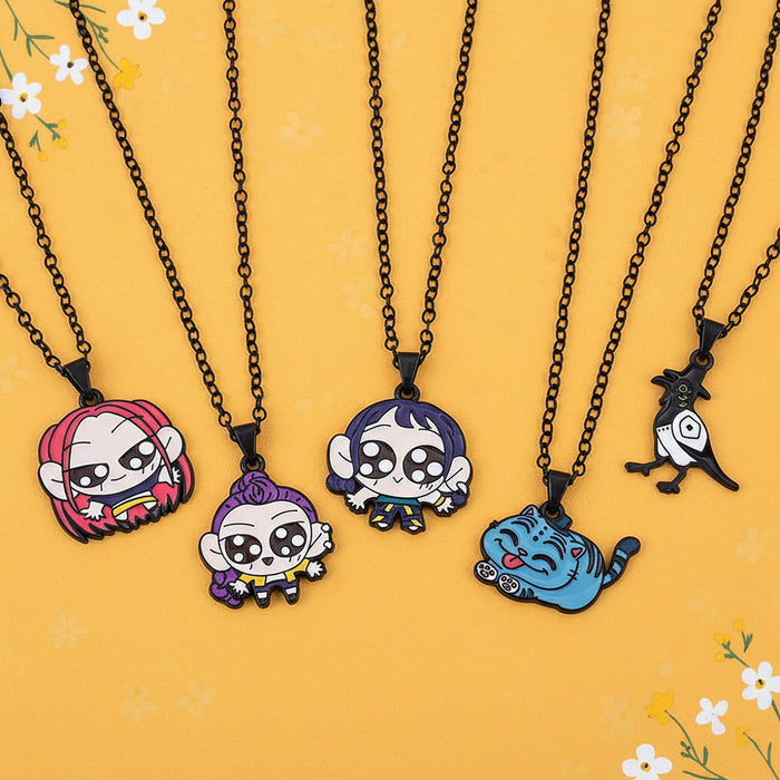 Wholesale K-POP Cartoon Cute Metal Dripping Pendant Necklace