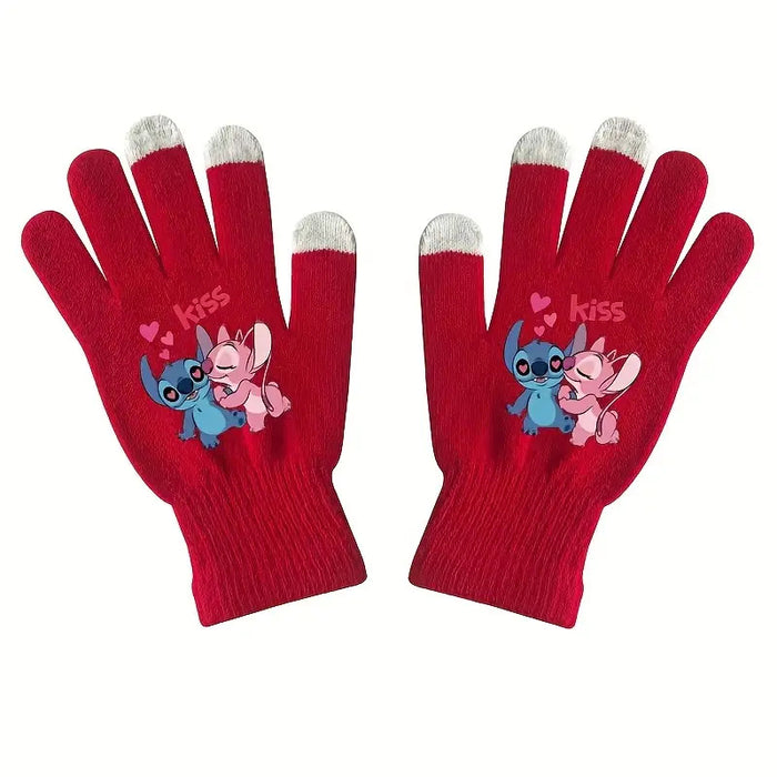 Wholesale Anime-themed Cartoon Printed Knitted Warm Cycling Touchscreen Gloves