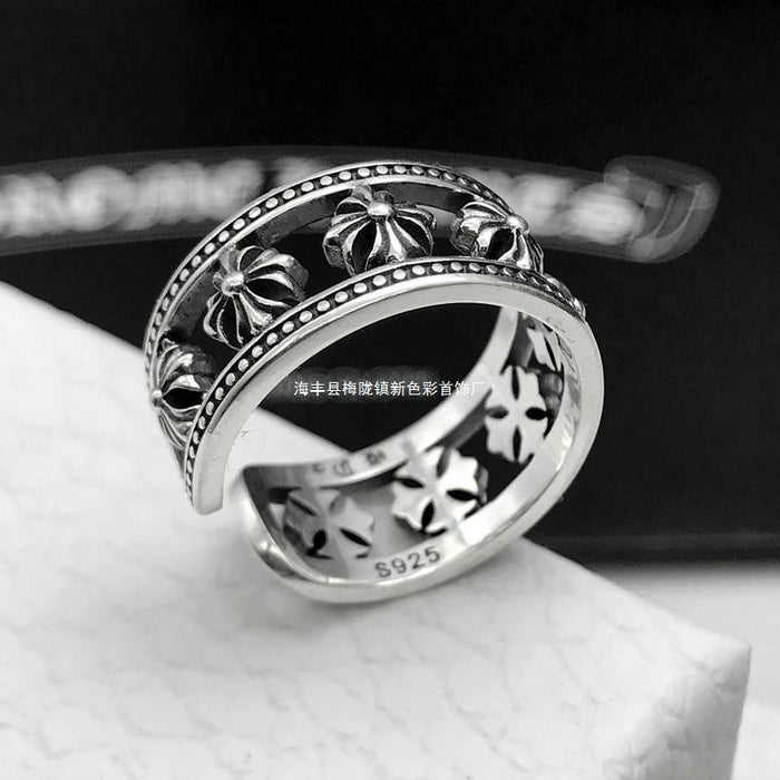 Wholesale Personalized cross ring with adjustable opening for index finger ring