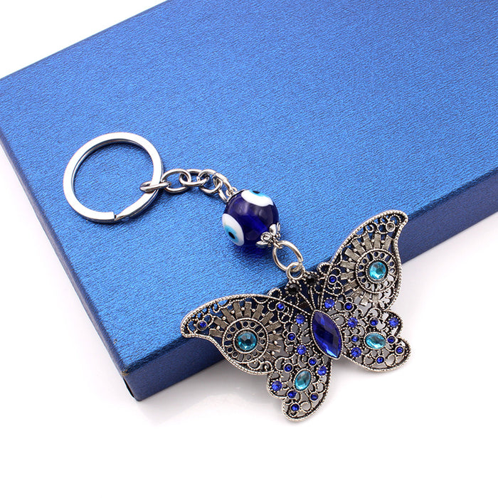 Wholesale Butterfly Full Diamond Alloy Retro Keychain Accessories Personalized Keychain