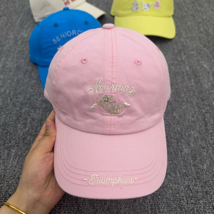 Wholesale Cute kitten embroidered baseball cap, wide brimmed duckbill cap, versatile hat