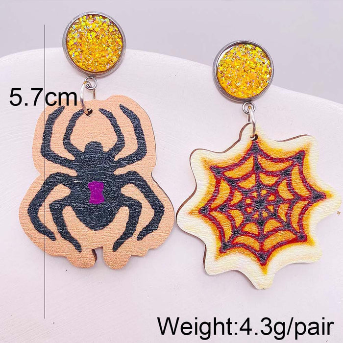 Wholesale  Wooden Earrings Pumpkin Forest Skull  Web Earrings