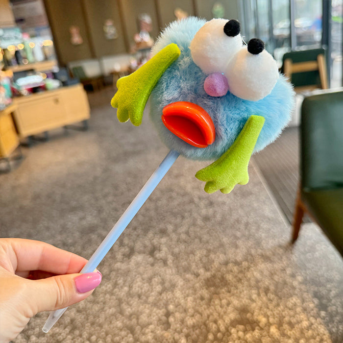 Wholesale Cartoon hair ball student creative ballpoint pen children cute stationery plush hand account