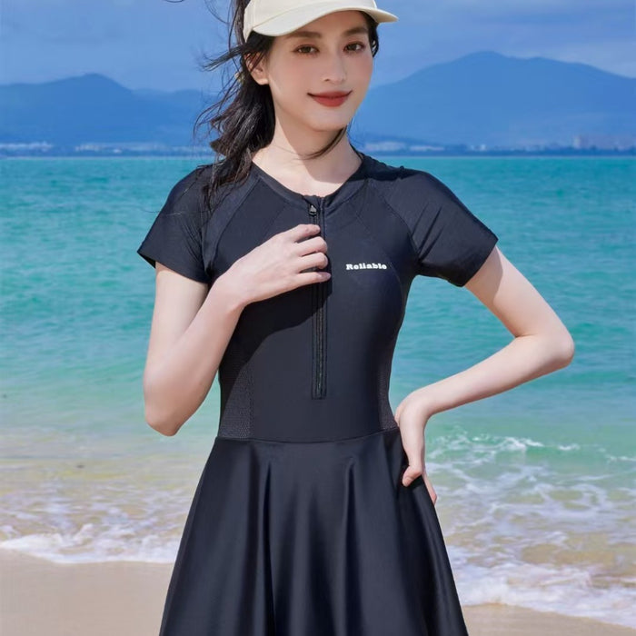 Wholesale New high-end one-piece flat corner fashionable skirt style conservative hot spring swimsuit