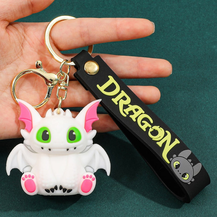 Wholesale Cartoon Black and White Little Flying Dragon Keychain Pendant Soft Plastic Cute Doll Accessories Luggage Pendant