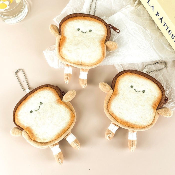 Wholesale Toast Plush Coin Purse Creative Sliced Bread Pendant Student Headset Coin Storage Bag