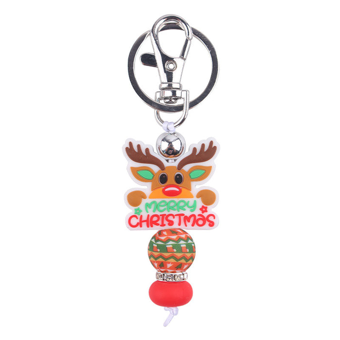 Wholesale Christmas Series Silicone Beaded Keychain JDC-KC-GuangTian028