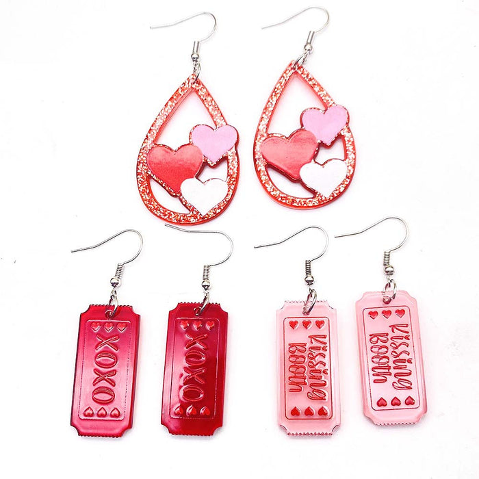 Wholesale Valentine' s Day Heart-shaped Waterdrop Acrylic Earrings