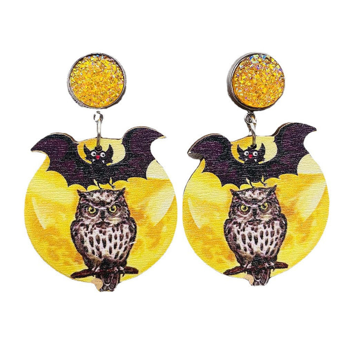 Wholesale  Wooden Earrings Pumpkin Forest Skull  Web Earrings