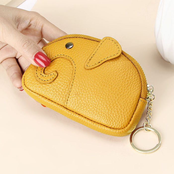 Wholesale Creative Keychain Coin Bag Cute Cartoon Baby Elephant Mini Coin Bag Leather Coin Purse for Women