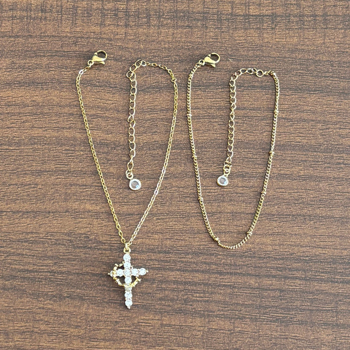 Wholesale Rotating Circle Cross Ring Zircon Cross Bracelet