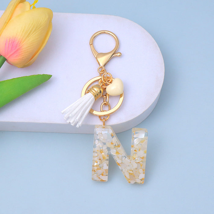 Wholesale New Gold Foil Drop Glue Letter Pendant Keychain Girl Bag Pendant Girlfriend Gift