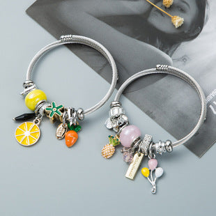 Wholesale Alloy Diamond Flower Love Pendant Adjustable Bracelet JDC-BT-HM001