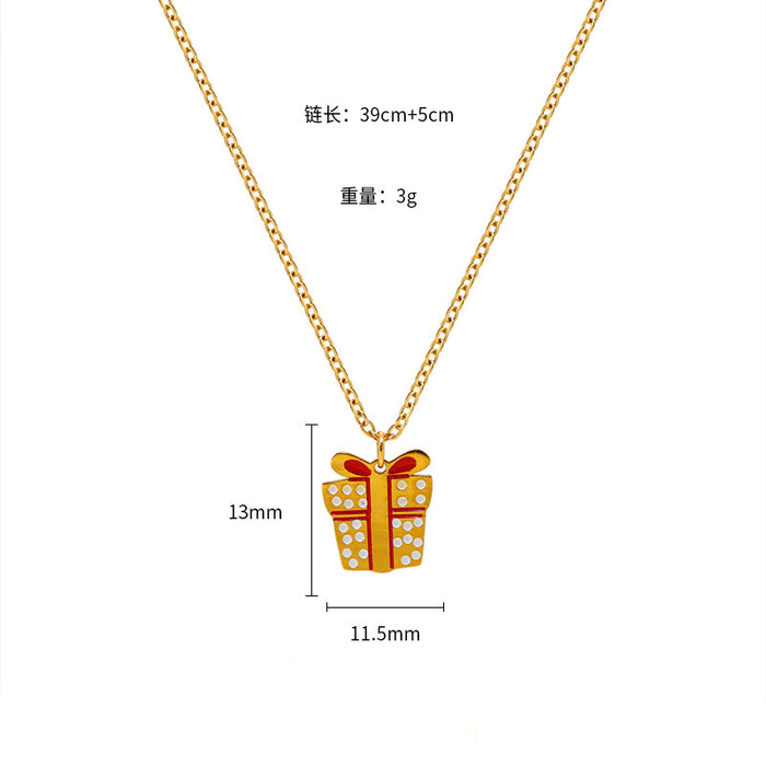 Wholesale Christmas Cartoon Oil Dripping Creative Design Necklace