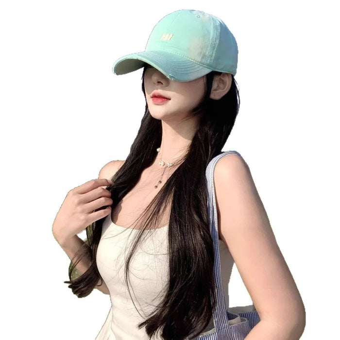 Wholesale Broken hole hat, washed baseball cap, casual embroidered letter duckbill cap, new season sun hat