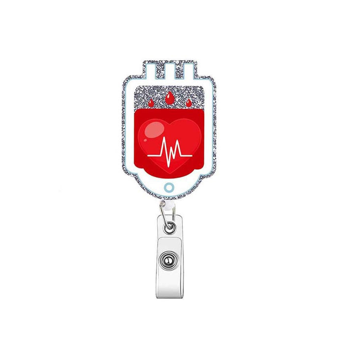 Wholesale Acrylic Rescue Syringe Blood Bag Telescopic Clip Acrylic Keychain JDC-KC-QiDing010