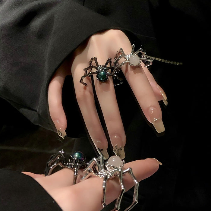 Wholesale Spider dark black punk ring adjustable