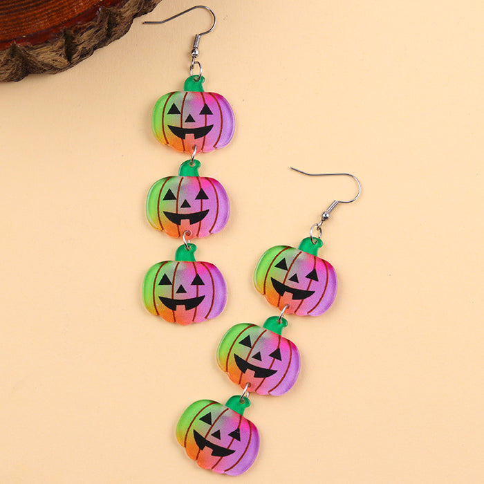 Wholesale  Earrings Shiny Contrasting Color Long Pumpkin Acrylic Earrings Party Personalized Earrings