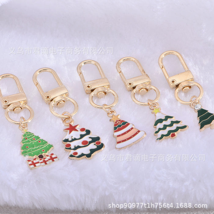 Wholesale Christmas Keychain Christmas Tree Series Keychain Alloy Oil Dripping Decorative Chain Bag Pendant