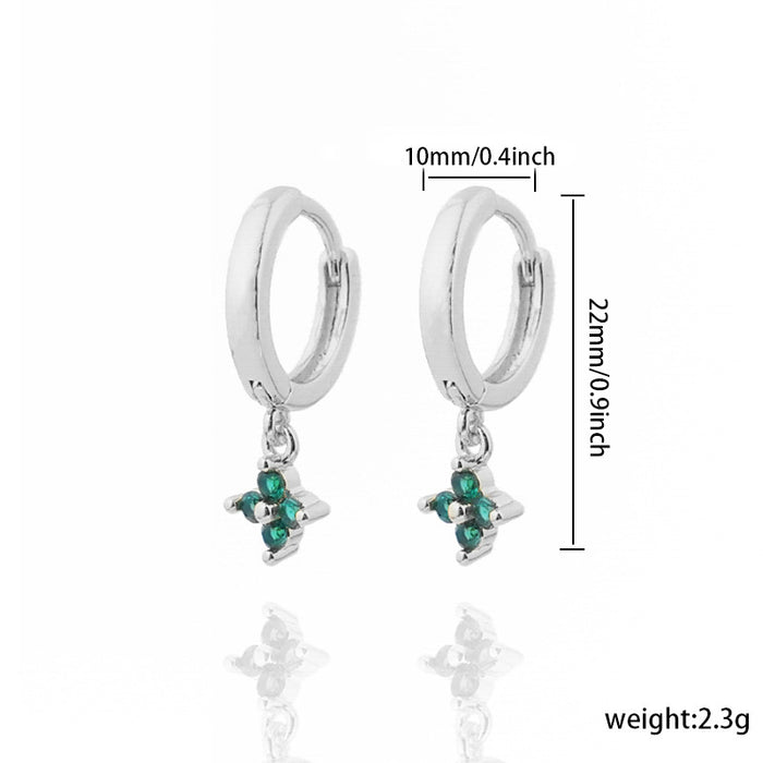 Wholesale Diamond inlaid clover earrings with geometric flowers, fashionable and versatile earrings wholesale