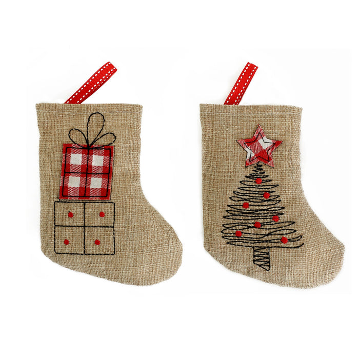 Wholesale Christmas Stockings,  Christmas Gift Bags,  Christmas Embroidered Small Socks Pendants,  Christmas Tree Decoration Bags
