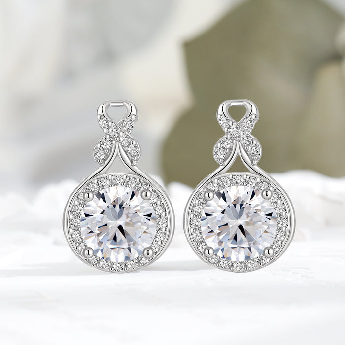 Wholesale Original Design: Light Luxury Waterdrop Set for Women with a High Grade Feeling, Gourd Round Bag Earrings