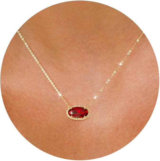 Wholesale Gilded exquisite pendant necklace, oval gemstone crystal, light luxury item