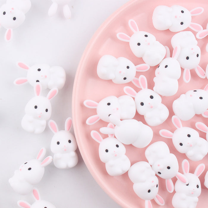 Wholesale Cartoon 3D Little White Rabbit Silicone Focal Beads JDC-BDS-GuangTian009