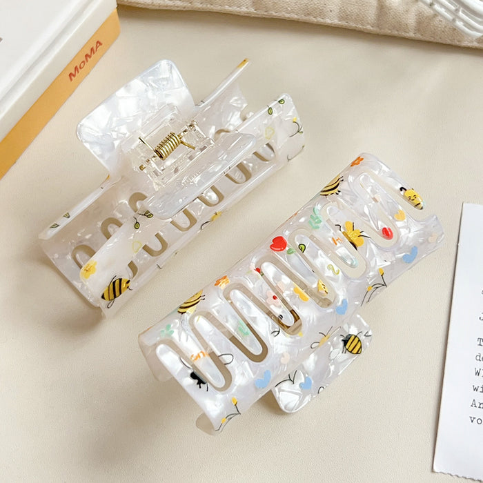 Wholesale Bee Clip Cartoon Hair Clip Medium Rectangular Cut Out Shark Clip Animal Hair Accessories Printed