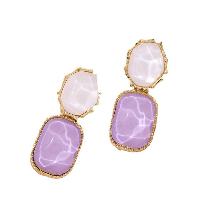 Wholesale Contrast color water ripple irregular square earrings