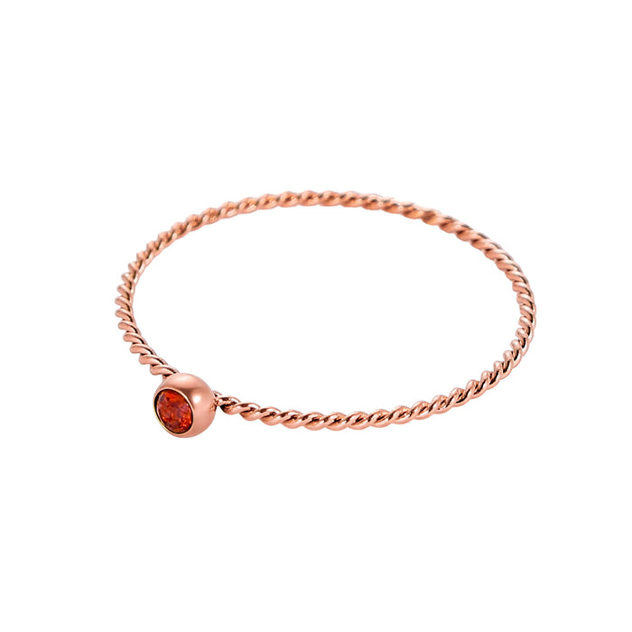 Wholesale Twisted ring with zircon ring stainless steel gold-plated birthstone twisted tail ring