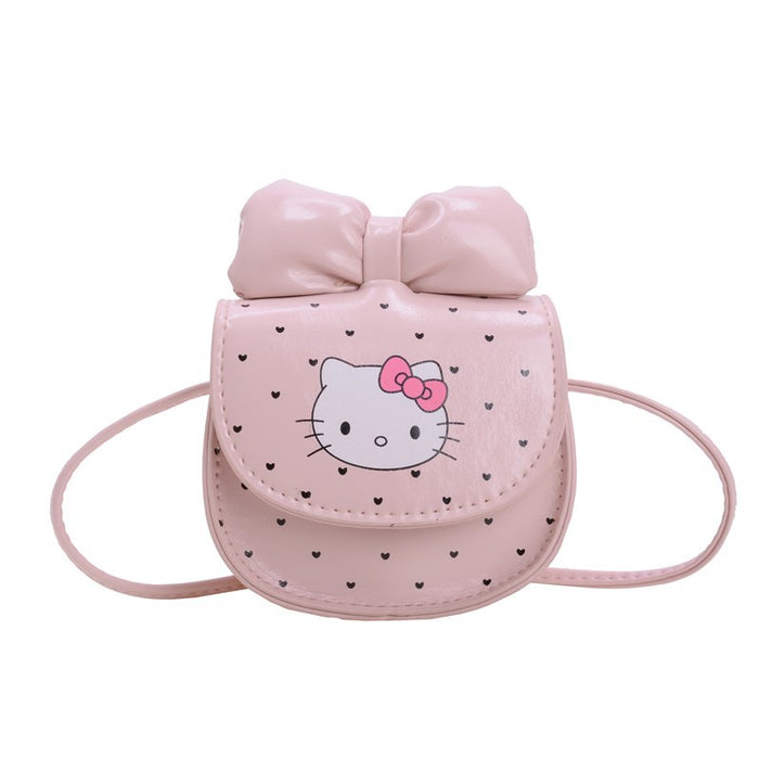 Wholesale Cute cartoon print girls'  shoulder bag with bow