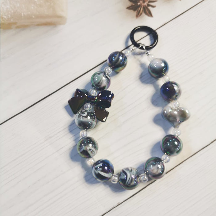 Wholesale Electroplated beaded bow car key chain mobile phone pendant