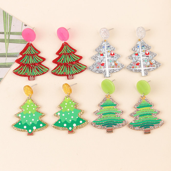 Wholesale Christmas Tree Series Creative Design Acrylic Earrings Earrings Christmas Earrings Ear Jewelry Women